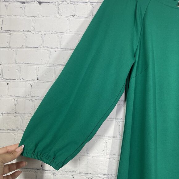 Eliza J Mini Sheath Dress Women's Size 8 Kelly Green Balloon Sleeve Stretch - Picture 6 of 13